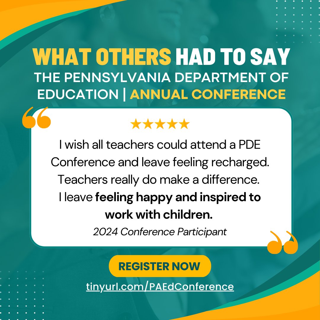 One event, two opportunities: join us either in person or virtually for the 2025 PDE Conference, Making a Difference: Educational Practices that Work! Are you ready to join your colleagues who are #MakingADifferenceinPA? Register today: tinyurl.com/PAEdConference