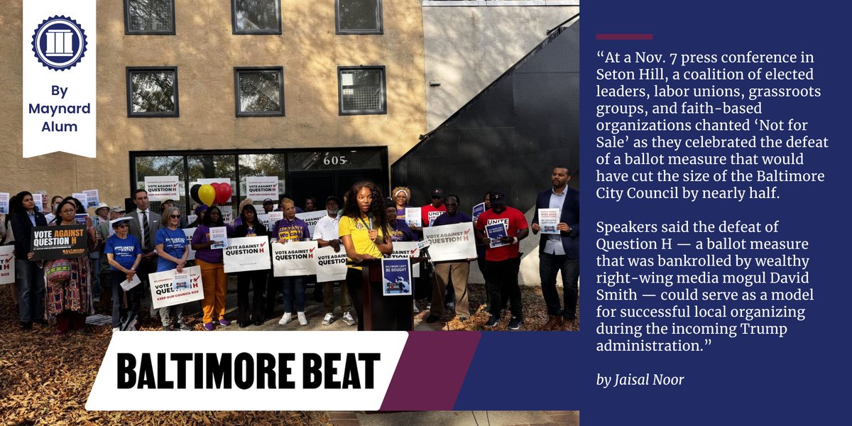 MaynardInst's tweet photo. Taking down the juggernaut: for Baltimore Beat (@baltbeat), #Maynard200 alum Jaisal Noor (@jaisalnoor) covered organizers who opposed Question H and won. https://t.co/4V4rKhZEqY https://t.co/59lPjEoJZI