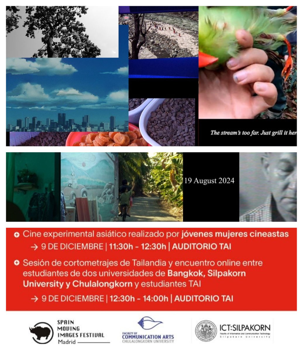SMIFESTmadrid's tweet photo. 📌9 de diciembre, por la mañana:
11:30 CINE EXPERIMENTAL ASIÁTICO ofrecerá una muestra de jóvenes #mujerescineastas #AsianFilmArchive
De 12:30 a 14:00 ENCUENTRO de Chulalongkorn University y Silpakorn University con alumnos de @escuelatai #cortos
Info: https://t.co/QIUzCgIfkT https://t.co/SzZXtZ4DOc