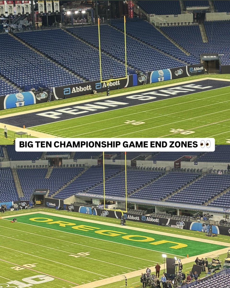 BigTenNetwork's tweet photo. A closer look at the end zones ahead of the @bigten champ game tomorrow 👀

#B1GFootball https://t.co/v5EYyKp3Hs