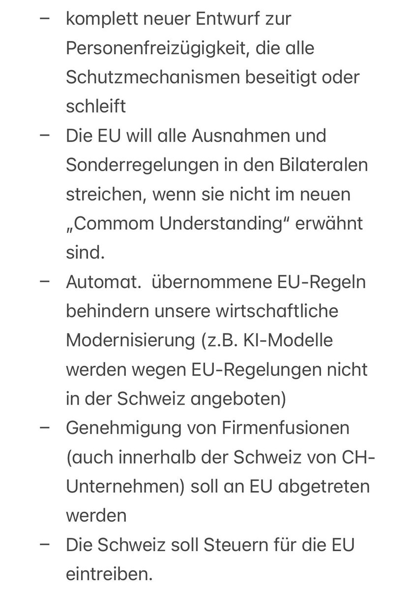 MBattiger's tweet photo. Es geht nicht um #Bilaterale, sondern eine institutionelle Anbinding der🇨🇭an die EU. Da war #EU-Turbo &amp; Operation-Libero-Aushängeschild Schlegel ehrlicher als Sie. Was die EU will (&amp; grösstenteils via #CommonUnderstanding schon zugestanden erhielt) im Anhang. Ob Frau das will? https://t.co/sEghi7bkQ2