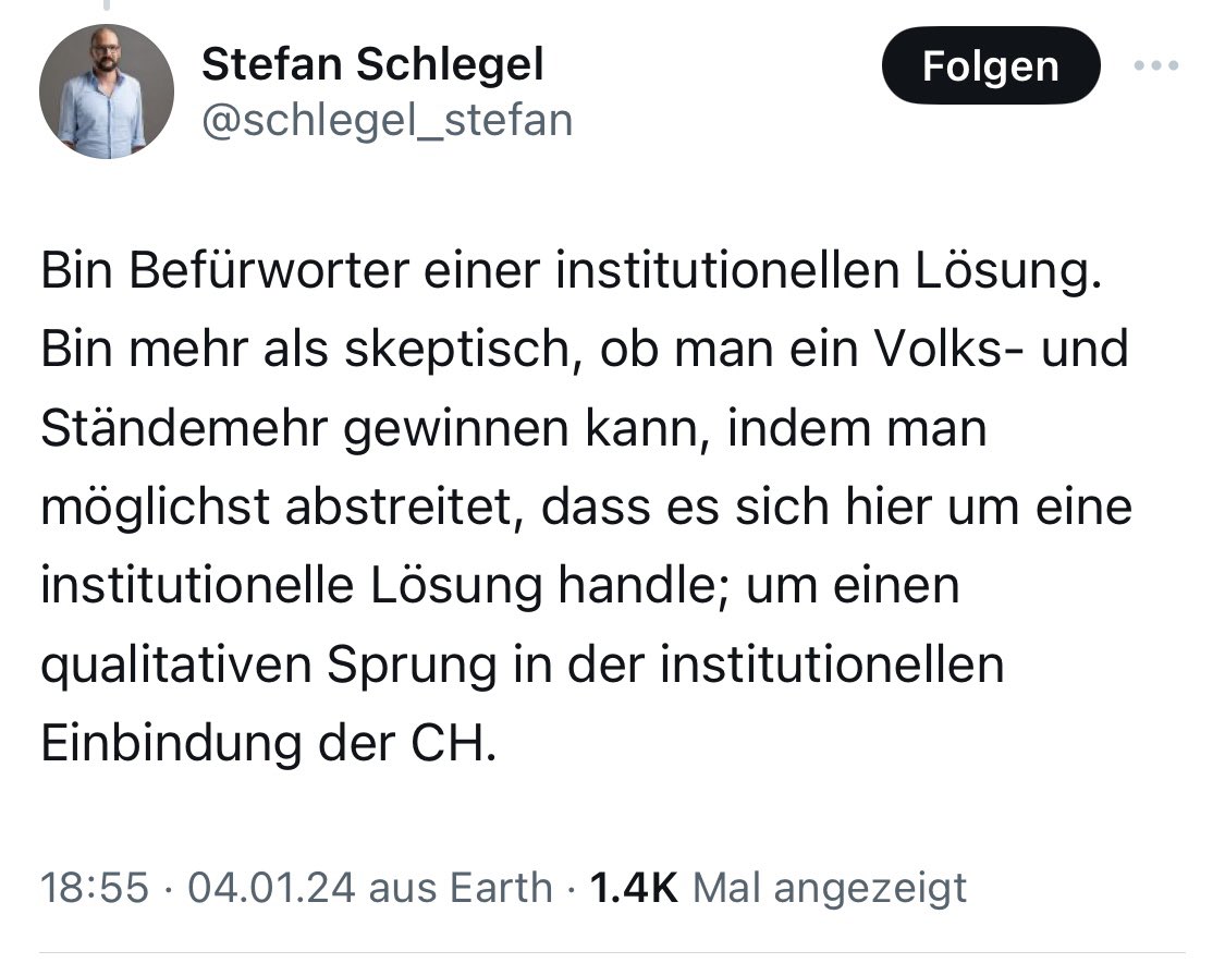 MBattiger's tweet photo. Es geht nicht um #Bilaterale, sondern eine institutionelle Anbinding der🇨🇭an die EU. Da war #EU-Turbo &amp; Operation-Libero-Aushängeschild Schlegel ehrlicher als Sie. Was die EU will (&amp; grösstenteils via #CommonUnderstanding schon zugestanden erhielt) im Anhang. Ob Frau das will? https://t.co/sEghi7bkQ2