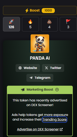 1000 Boost Paid Total!!

Live Bot Demo Shared.

PANDA AI.

dexscreener.com/solana/gr8xa8k…