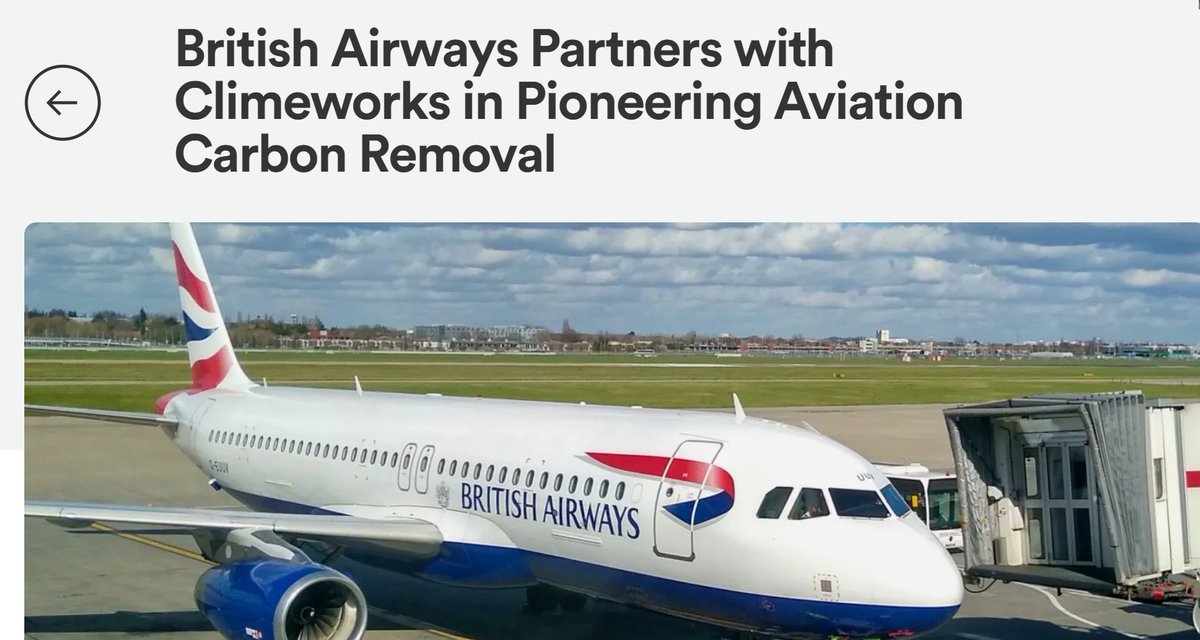 British Airways has taken a significant step towards its net zero emissions goal by signing an aviation carbon removal agreement with Climeworks, a global leader in carbon removal technology.

#happyeconews 

happyeconews.com/british-airway…