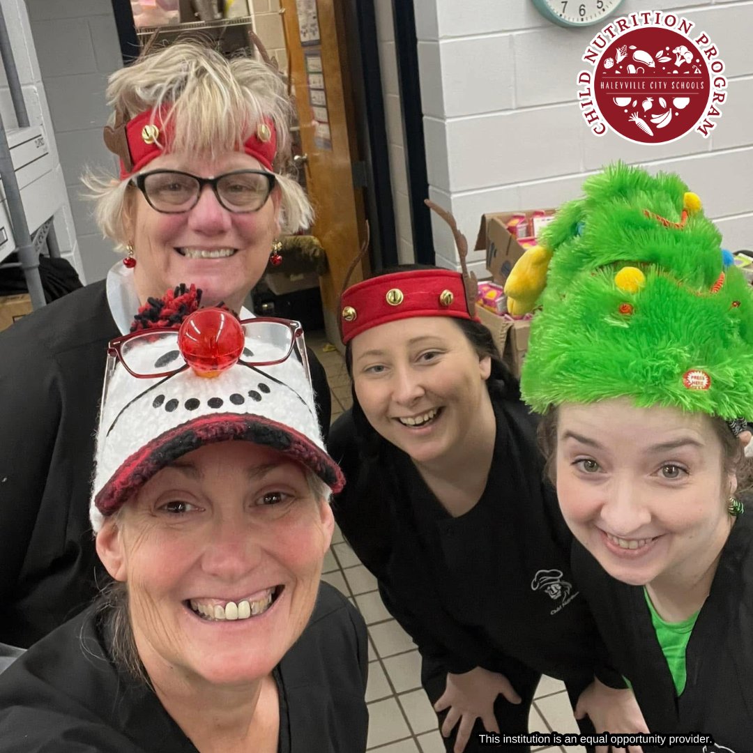 HaleyvilleCNP's tweet photo. The Christmas spirit is in high gear at Haleyville Elementary! πβ¨ Staff are rocking festive Christmas headgear, spreading holiday cheer with every smile. π
π
@HCSLionPride #HCSSLI #OnAMissionToFeedKids #ServeLeadInspire #WeAreHaleyville #HomeofChampions #onamission https://t.co/DNbl9h4c4Z