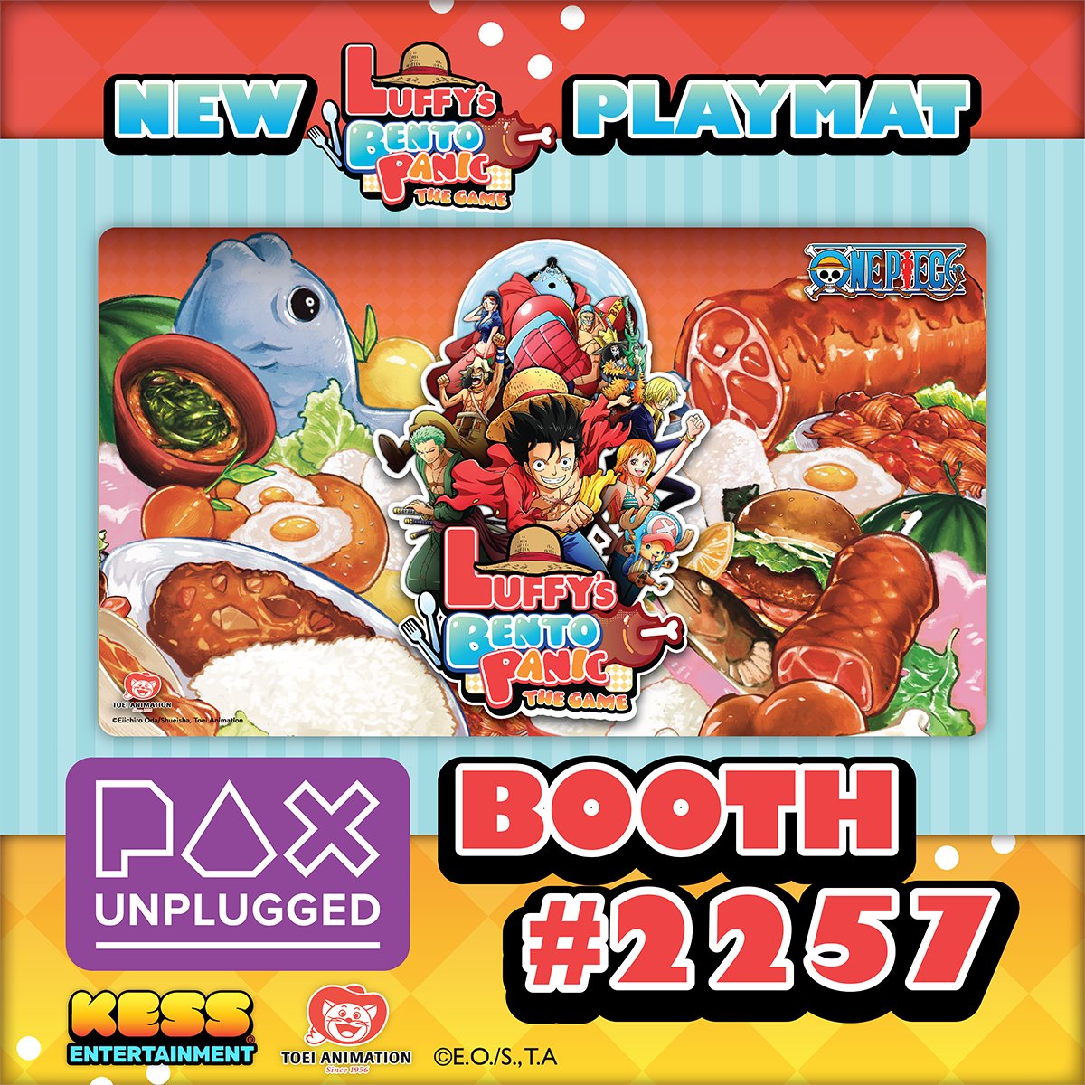 Kess_Ent's tweet image. Keep your crew by your side wherever you play with our new One Piece: Luffy's Bento Panic playmat, only at Booth #2257! 

Coming soon to our retail partners. 

#onepiece #luffy #playmat #cardgame #mousepad #gameaccessories