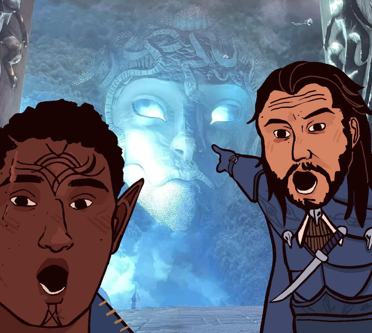 taking Davrin and Lucanis to the siege of weisshaupt is basically just this

( idea by @ swampbaconplays on tiktok )

#dragonage #veilguard