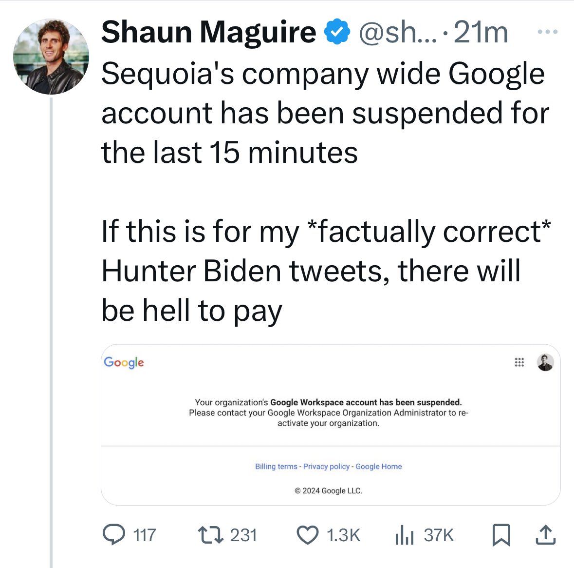 My email hasn’t been working for a few minutes! It must be a vast left wing conspiracy to deplatform me!!!!
