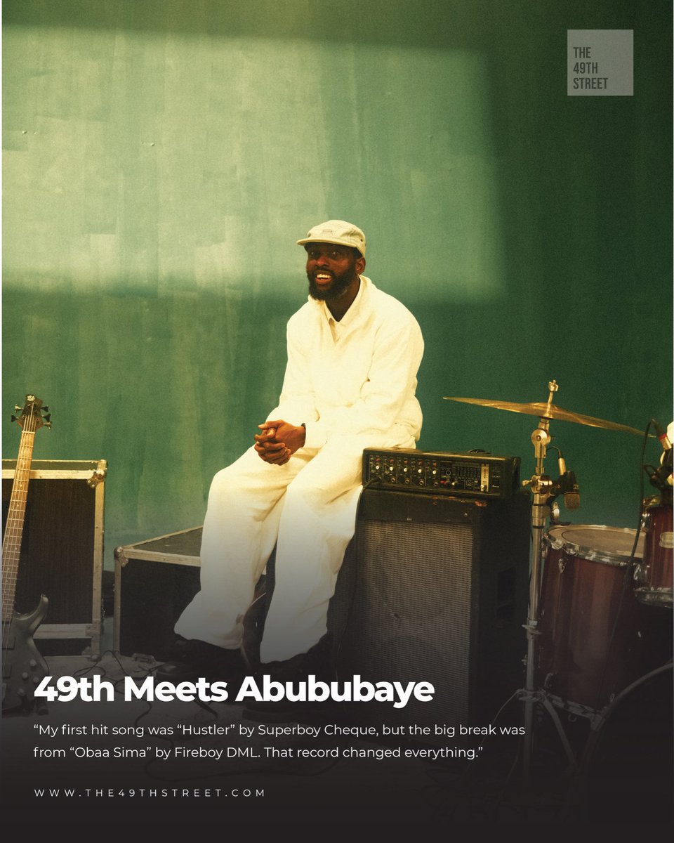 the49thstreet's tweet photo. “I met Fireboy through a friend in 2019, and I’d just say the musical synergy is unexplainable because it comes so easily”

Abububaye @abubsthegenius, the wiz behind Fireboy’s latest album speaks with @lukanotsabbat about Adedamola, and what’s next.

🔗: https://t.co/0venYN5y3S https://t.co/k0wLURaW6i