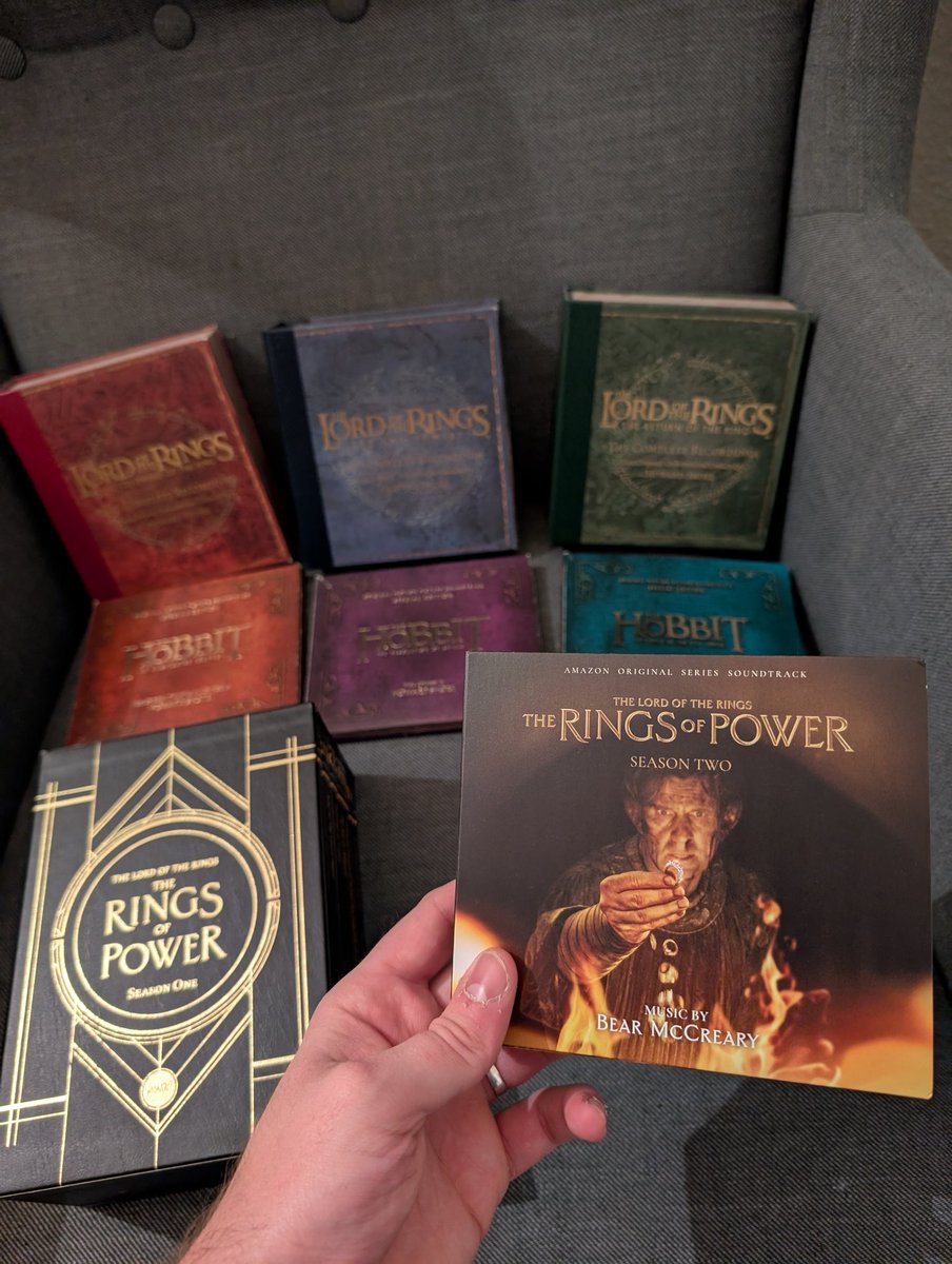 TomleHobbit's tweet photo. Rings of Power Season 2 Soundtrack joining the Lord of the rings Collection 😍 @bearmccreary @madebymutant @TheRingsofPower https://t.co/cmLDt6ZSpT