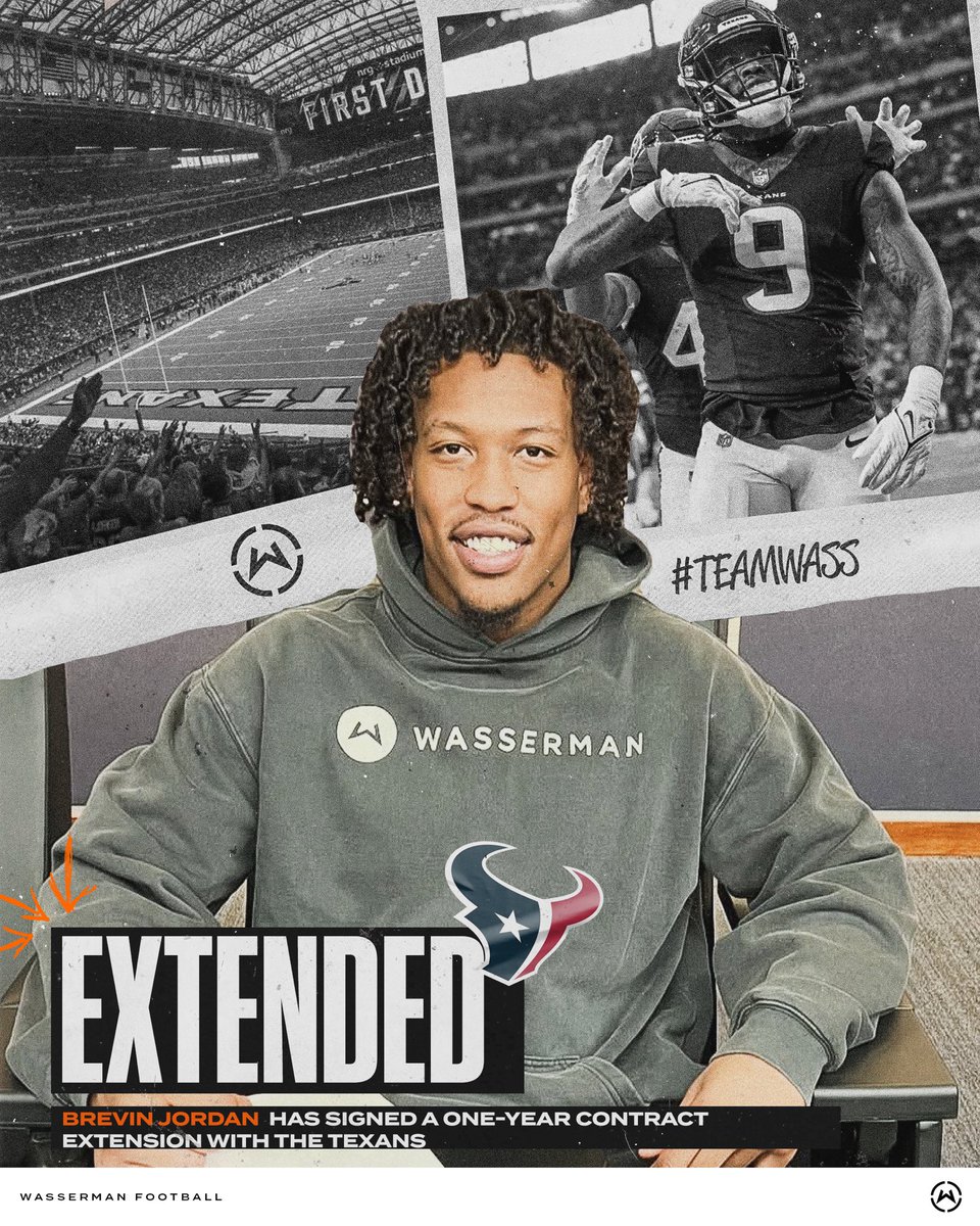 the_team_NFL's tweet photo. 𝐸𝓍𝓉𝑒𝓃𝒹𝑒𝒹

Congratulations to @Brevinjordan on signing a one-year contract extension with the Texans!

#TeamWass https://t.co/XFXejalaq3