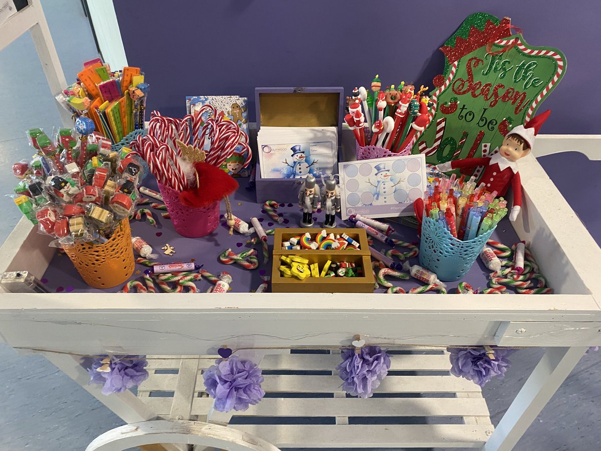 OutwoodFoxhills's tweet photo. Our Praise trolley has been stocked up with lots of festive &amp; exciting stationery &amp; treats! How many students will earn 10 snowflake stickers to complete a Classroom Champion Loyalty Card before the end of term? Watch this space… ☃️ ❄️ #frostyFoxhills #Foxhillsfamily https://t.co/Hej2hytAFf