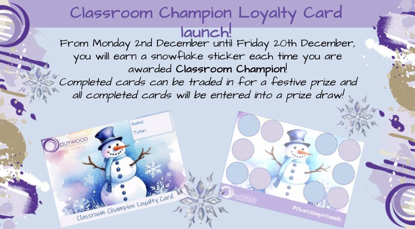 OutwoodFoxhills's tweet photo. Our Praise trolley has been stocked up with lots of festive &amp; exciting stationery &amp; treats! How many students will earn 10 snowflake stickers to complete a Classroom Champion Loyalty Card before the end of term? Watch this space… ☃️ ❄️ #frostyFoxhills #Foxhillsfamily https://t.co/Hej2hytAFf