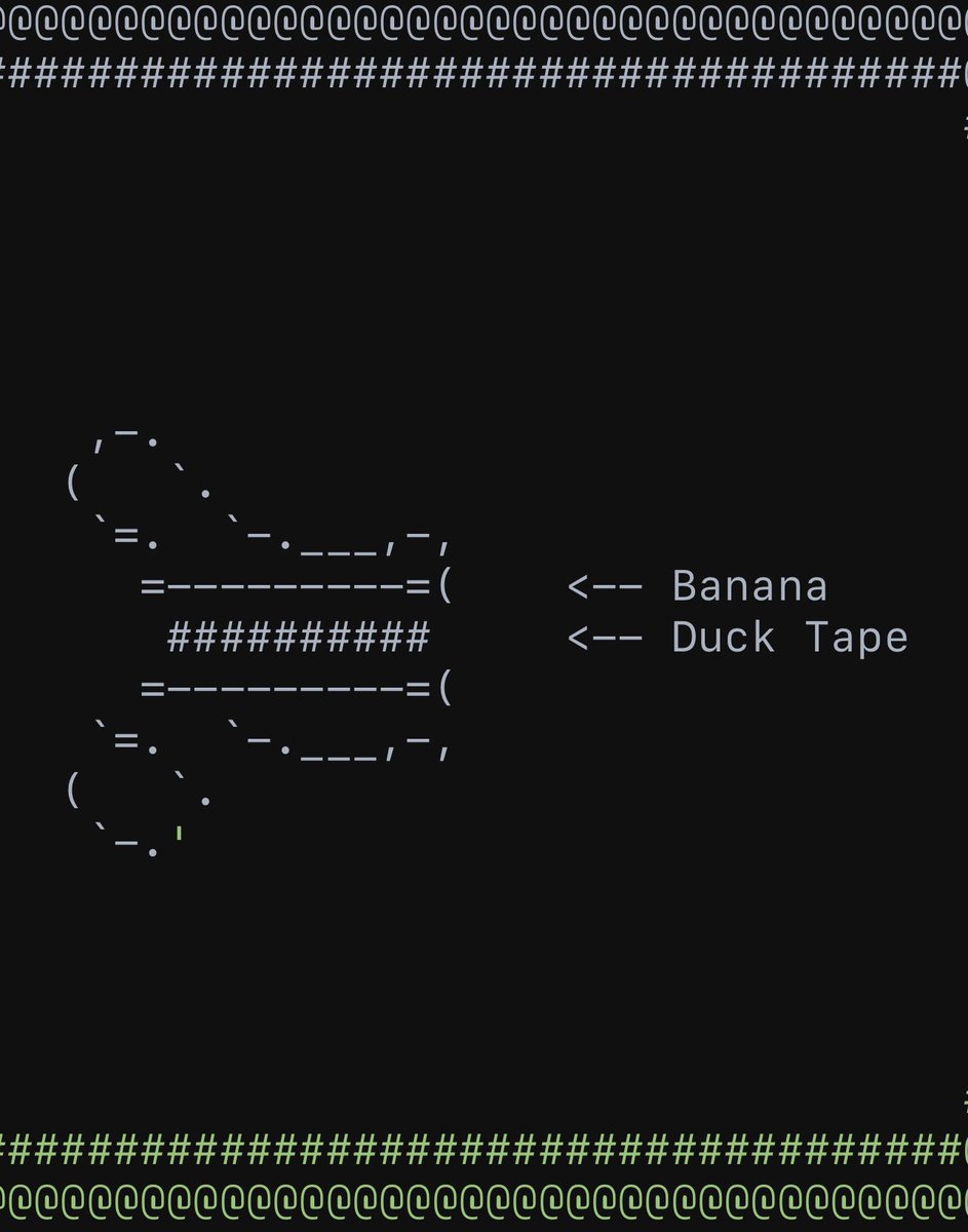 Richmond_Meier's tweet photo. My first prompt to the new ChatGPT-o1 model:  make me a piece of modern ascii art.  I’m not sure what to make from this abstract @OpenAI generation.  I don’t see a 🍌 ¯\_(ツ)_/¯ https://t.co/i7KoGohfVI