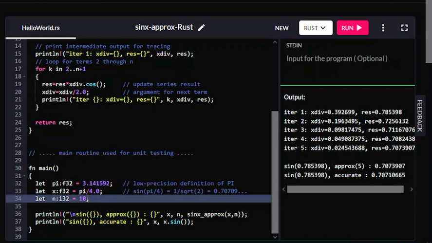 xgeorgio_gr's tweet image. #Coding_Fridays : Estimation of sin(x) via dynamic series in Rust
Watch the full video at the Youtube channel central -- youtube.com/@apneacoding 
Source code available at the Github repository (see channel info).
#asmr #coding #programming #notalking #terminal #console #Rust