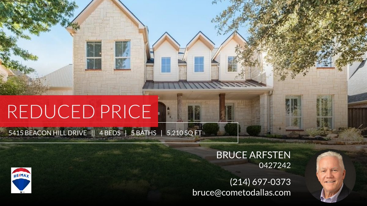 📍 Reduced Price 📍 This recently reduced home at 5415 Beacon Hill Drive in Frisco won't last long, so, don't wait to set up a showing! Reach out here or at (214) 697-0373 for more information!

"Come To Dallas!"
I can help you buy... homeforsale.at/5415_BEACON_HI…