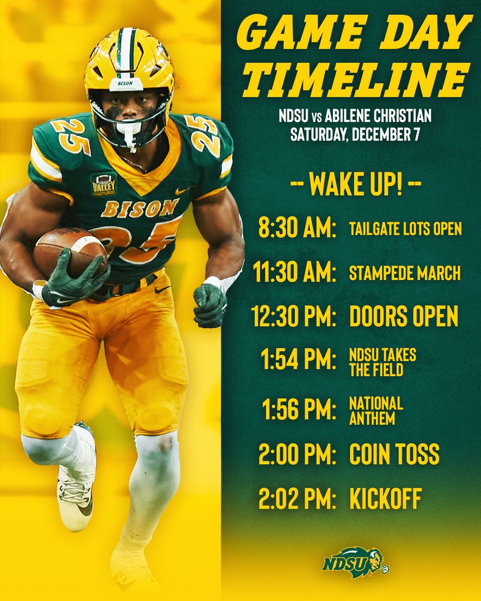 See you tomorrow #PlayWith12

Ticket Reminder: Get a $20 ticket to tomorrow's game until 11:59pm tonight at GoBison.com/FB-Tix