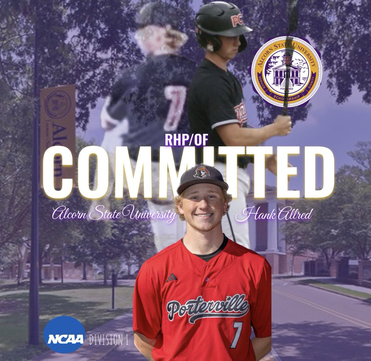 Big Congratulations to <a href="/HankAllred/">Hank Allred</a> on his commitment to play Division 1 Baseball at Alcorn State University in Lorman, Mississippi! Hard work paying off.. #gopirates 🏴‍☠️🏴‍☠️🏴‍☠️