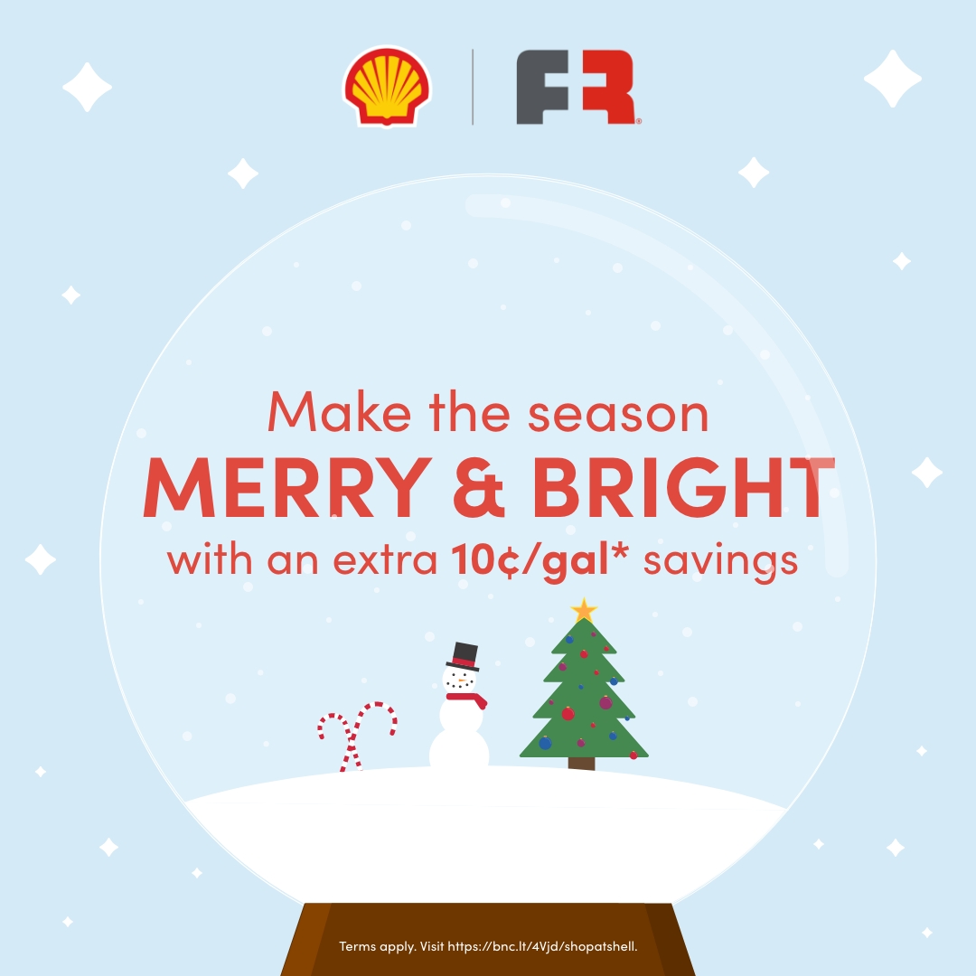 Planning a holiday road trip? You’ll need snacks! Shop select items in-store at Shell this month &amp; earn up to 10¢/gal extra Fuel Rewards® savings for wherever your holiday travels take you! View Offers: bit.ly/3XPEAZd