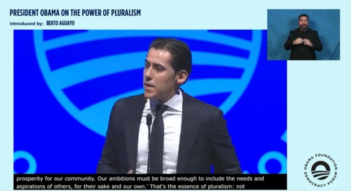 <a href="/BarackObama/">Barack Obama</a> <a href="/ObamaFoundation/">The Obama Foundation</a> Berto Aguayo masterfully introduces President Barack Obama during the 2024 Obama Foundation #Democracy Forum🔵

#DemocracyForum