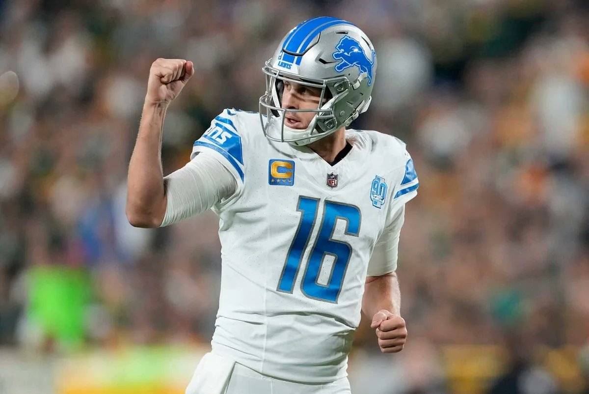 The most games with a 75% completion percentage in a season in NFL history:

 • 2007 Tom Brady (8)
• 2019 Kirk Cousins (7)
• 2018 Drew Brees (7)
• 2024 Jared Goff 2024 (7)

Put Goff in the MVP conversation.