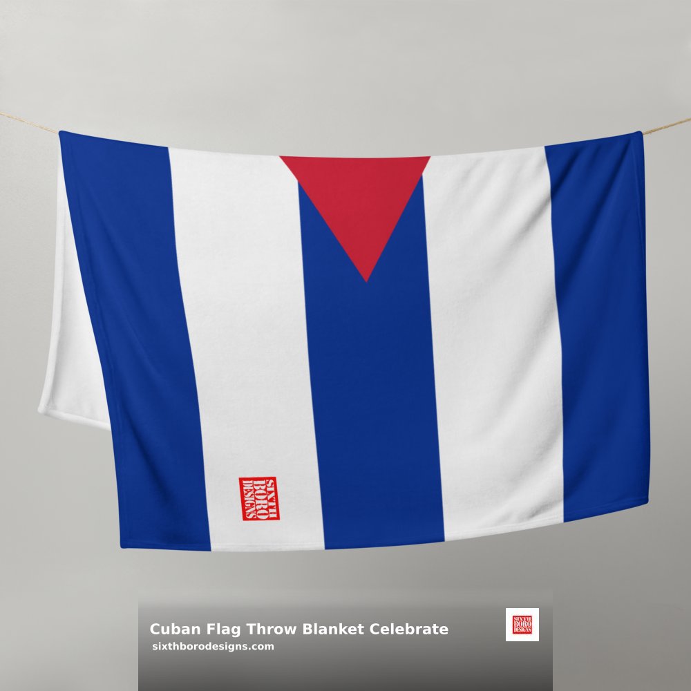 BoroSixth's tweet image. Wrap yourself in the warmth of Cuba! Our Cuban Flag Throw Blanket celebrates culture &amp;amp; pride with vibrant colors &amp;amp; soft silk-touch fabric. Perfect for family &amp;amp; friends who love Cuba. Order now for $45.95! #CubanPride #CubanStyle shortlink.store/h_chmg4ggyjr 🌴✨