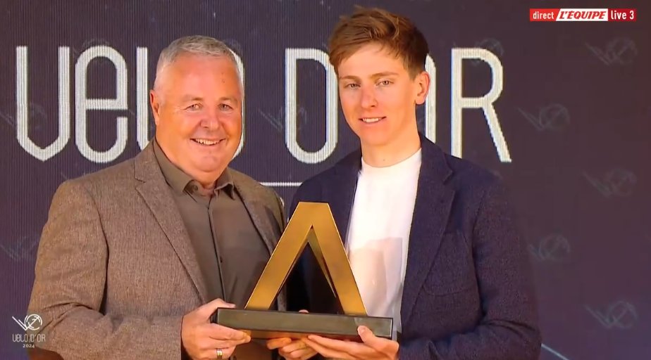 Vélo d'Or goes to Lotte Kopecky and Tadej Pogačar, both also win the Eddy Merckx trophy for best classics rider. Pogačar present at the ceremony asked about trying to win all three grand tours in a season says "I can just do two for now" and his team mates want their chances too.
