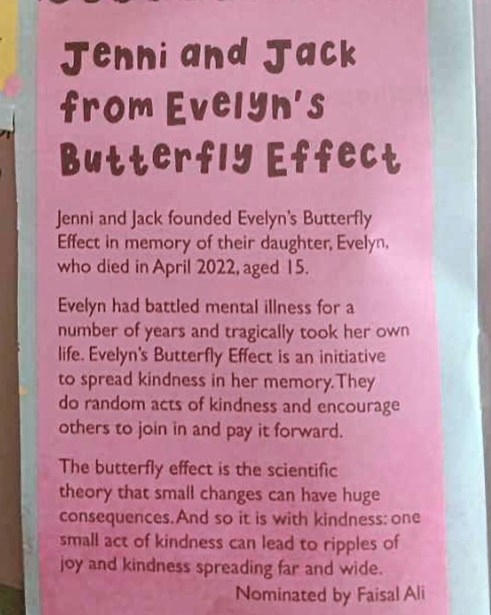 Evelyn's Butterfly Effect (@evelyn_b_effect) on Twitter photo What a lovely surprise to appear in this quarter's edition of <a href="/HappyNewspaper_/">The Happy Newspaper</a> after the lovely Faisal nominated us for 'Everyday Heroes who promote and create togetherness' 💜🦋
Thank you for the nomination, it's made our week 🥰
#evelynsbutterflyeffect #randomactsofkindness What a lovely surprise to appear in this quarter's edition of <a href="/HappyNewspaper_/">The Happy Newspaper</a> after the lovely Faisal nominated us for 'Everyday Heroes who promote and create togetherness' 💜🦋
Thank you for the nomination, it's made our week 🥰
#evelynsbutterflyeffect #randomactsofkindness