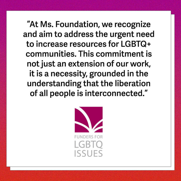 Ms. Foundation was featured in @LGBTFunders Member Spotlight series! The Q&amp;A dives into our commitment to increasing resources for LGBTQ+ communities, highlights our grantee partners, and includes a Ms. Foundation fun fact and our would-be theme song. 
lgbtfunders.org/newsposts/memb…
