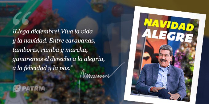 🔴 AHORA| Inicia la entrega del Bono Navidad Alegre enviado por nuestro Presidente Nicolás Maduro a través de la Plataforma Patria. 

La entrega tendrá lugar entre los días 6  y 18 de diciembre de 2024.

MONTO: 235,00 Bs