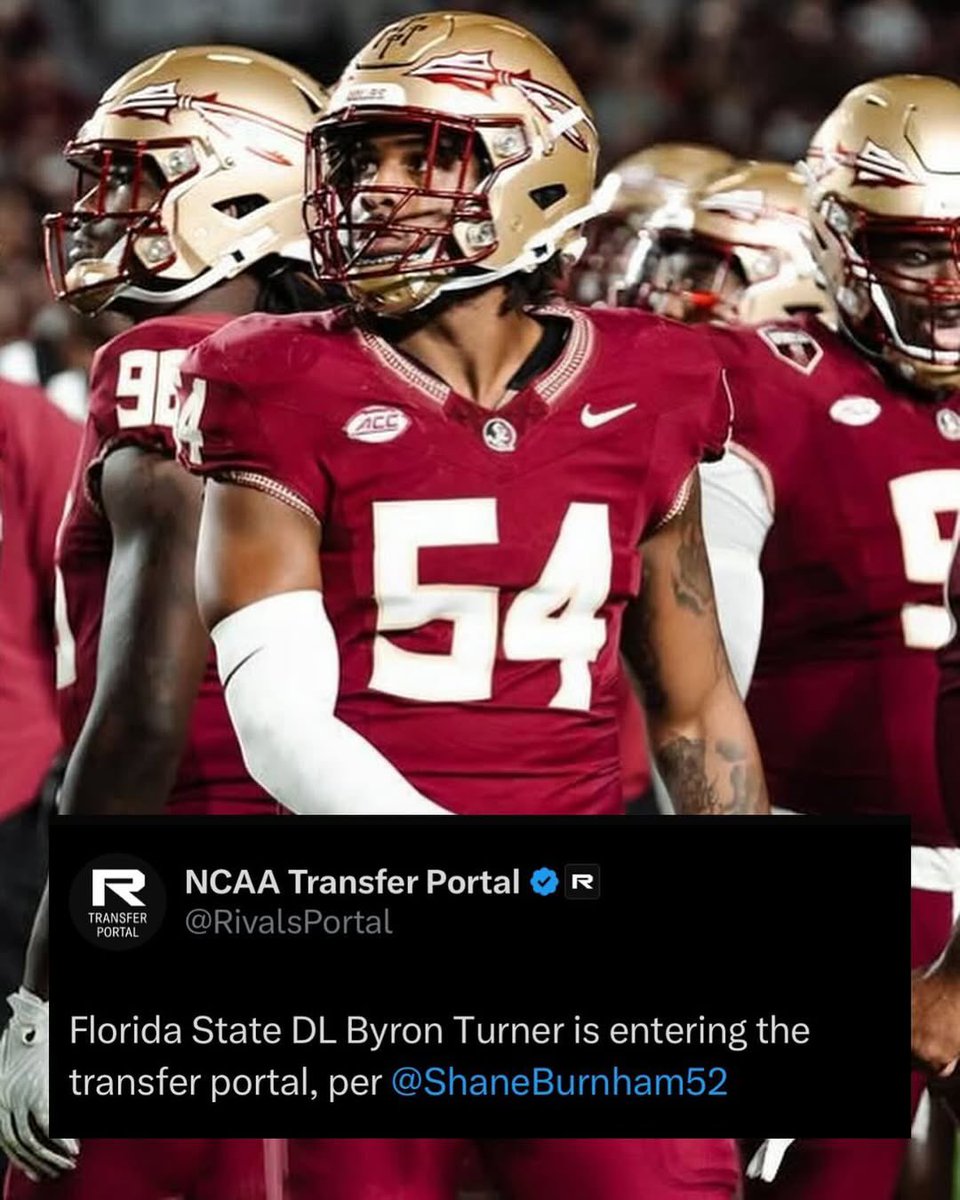 ICYMI: #FSU Junior DL <a href="/ByronTurnerJr/">ITBMB😈🥶</a> Has Officially Entered The NCAA Transfer Portal

The 6’4 251lbs Port Sulhper, LA Native Recorded 42 Total Tackles And A Sack During His Time At #FSU

Turner Will Have 1 Year Of Eligibility Remaining 

Best Of Luck To You🙏🍢
#GoNoles