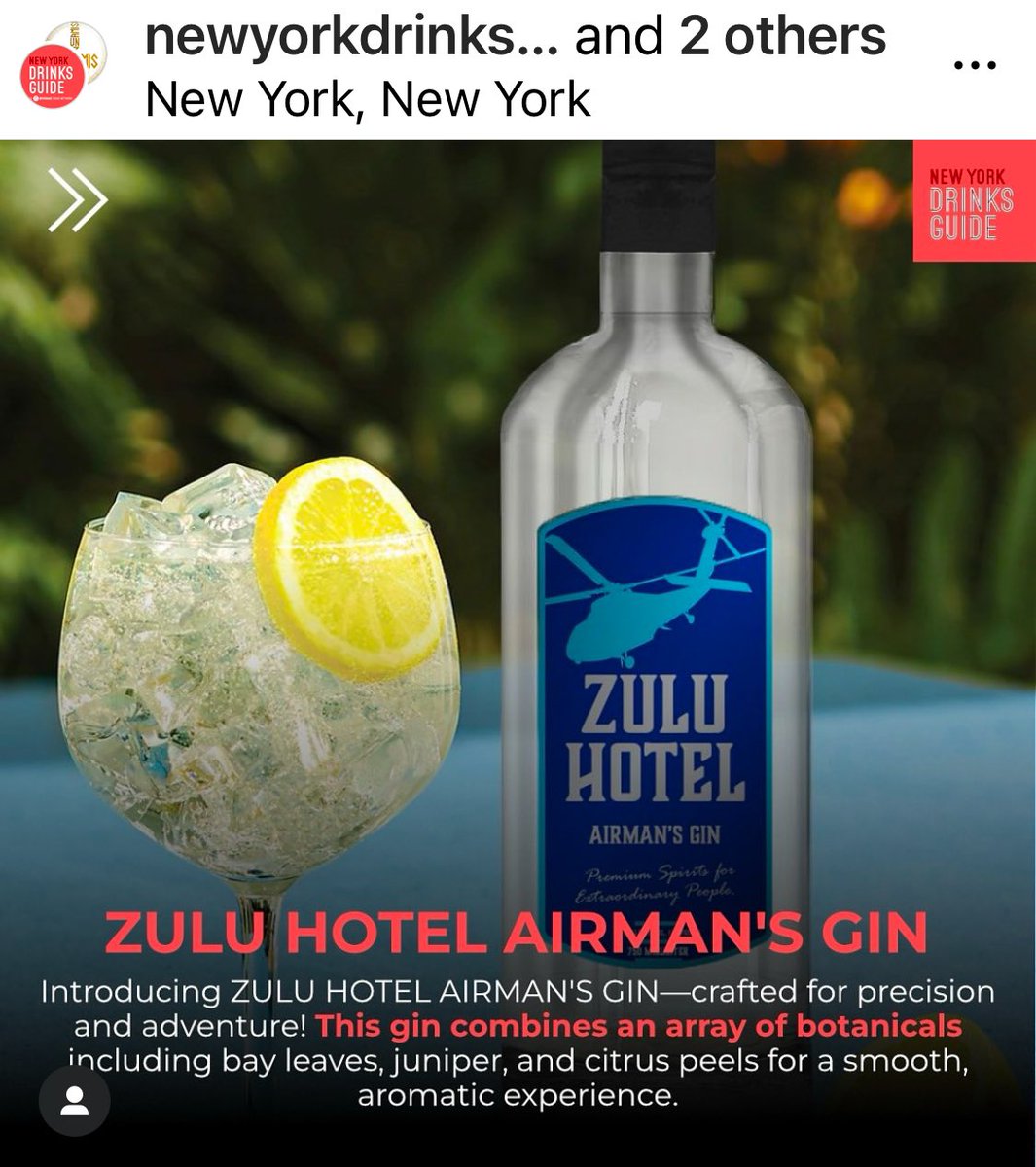 Thank you New York Drinkers Guide for your great review of my Gin. 

A lot of time, love and energy went into the creation of  Zulu Hotel Airman's Gin. 

#ZuluHotelAirmansGin #Gin #Dunamispremiumspirits #zephyrhills #tampabay