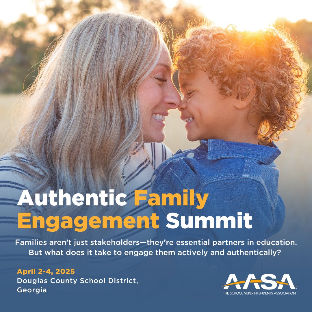 Join us this April at Douglas County School District for AASA’s Authentic Family Engagement Summit, where you’ll:

✨ Learn from experts and other district leaders doing exemplary work in family engagement;
✨ Explore cutting-edge ideas and research; and
✨ Network with other