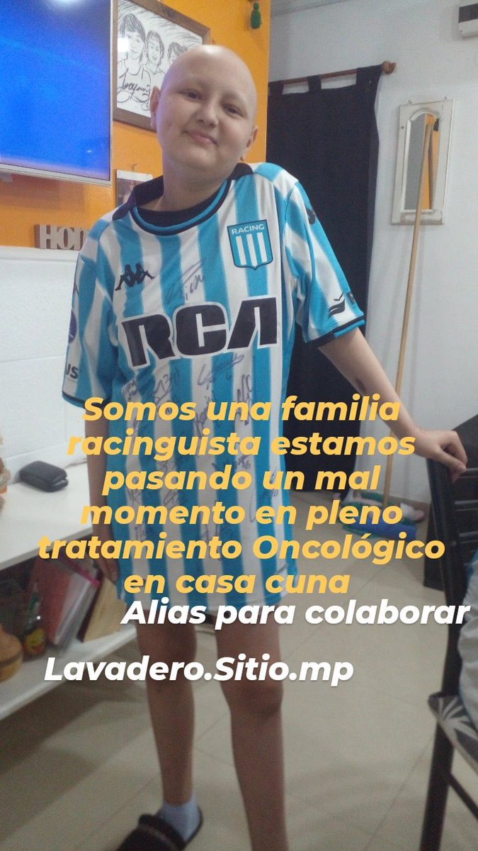 “Somos una familia Racinguista que nesesita ayuda de los Racinguista” 

Cualquier tipo de colaboración es MÁS QUE BIENVENIDA, y si no podes con DIFUNDIR también AYUDAS UN MONTÓN 🤝🏼

CVU: 0000003100097652800463
ALIAS: lavadero.sitio.mp
A NOMBRE DE LEONARDO ARIEL SPIRITO