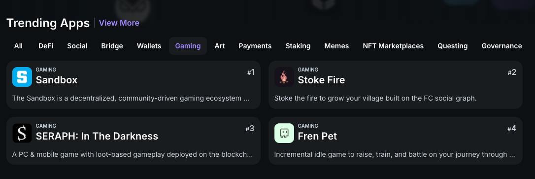 <a href="/stokefire_xyz/">Stoke Fire</a> is the #2 on trending games for all chains on Zapper. Bullish 🚀 🚀 🚀 🔥🔥