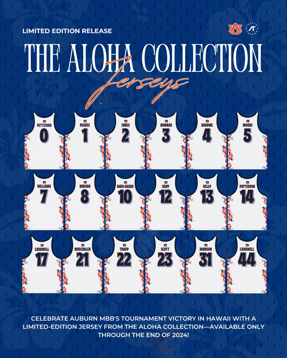 TopTierAuburn's tweet image. 🚨GIVEAWAY TIME 🚨
We’re giving away 2 @AthletesThread Auburn Aloha Collection Jerseys of your choice to 2 people! HOW TO ENTER ⬇️

Repost this post and follow @TopTierAuburn and @AthletesThread! 

Winners will be selected 12/11