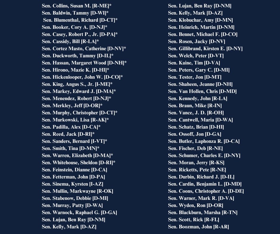 RepClayHiggins's tweet photo. These 62 Senators, including Chuck Schumer, cosponsored the Social Security Fairness Act. The House of Representatives has passed the Social Security Fairness Act, and it is being blocked in the Senate. We the People demand a clean vote on the Senate floor, yet these Senators who cosponsored SSFA are not demanding a vote. Senate rules allow 60 Senators to force a vote on the Social Security Fairness Act, and 62 have cosponsored the Social Security Fairness Act.
  America, call them, write them, demand their compliance. Make these Senators honor their own signature. A clean vote, yes or no, that’s all we ask for.