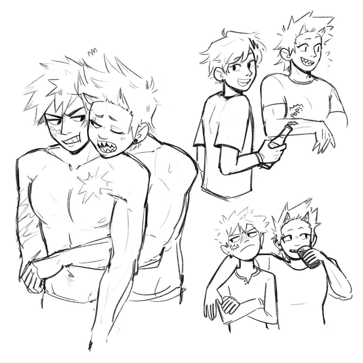 The epilogue leaks have me thinking about them a lot 😥 kirishima is the designated bottle opener at parties #kiribaku #MHAFinalVol
