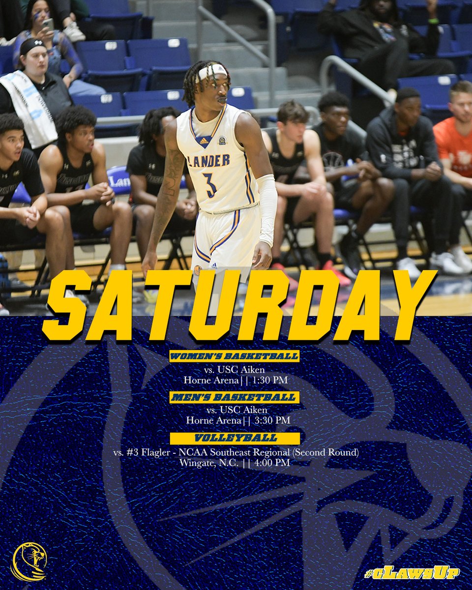 Lander Women's Golf (@lander_wgolf) on Twitter photo It's the conference opener for the <a href="/Lander_WBB/">Lander Women's Basketball</a> & <a href="/Lander_MBB/">Lander Men's Basketball</a> as they host USC Aiken! <a href="/Lander_VBALL/">Lander Volleyball</a> takes on Flagler for a spot in the Southeast Regional Final! #cLawsUp
Live Coverage: landerbearcats.com/coverage
Clear Bag Policy: landerbearcats.com/clearbag It's the conference opener for the <a href="/Lander_WBB/">Lander Women's Basketball</a> & <a href="/Lander_MBB/">Lander Men's Basketball</a> as they host USC Aiken! <a href="/Lander_VBALL/">Lander Volleyball</a> takes on Flagler for a spot in the Southeast Regional Final! #cLawsUp
Live Coverage: landerbearcats.com/coverage
Clear Bag Policy: landerbearcats.com/clearbag