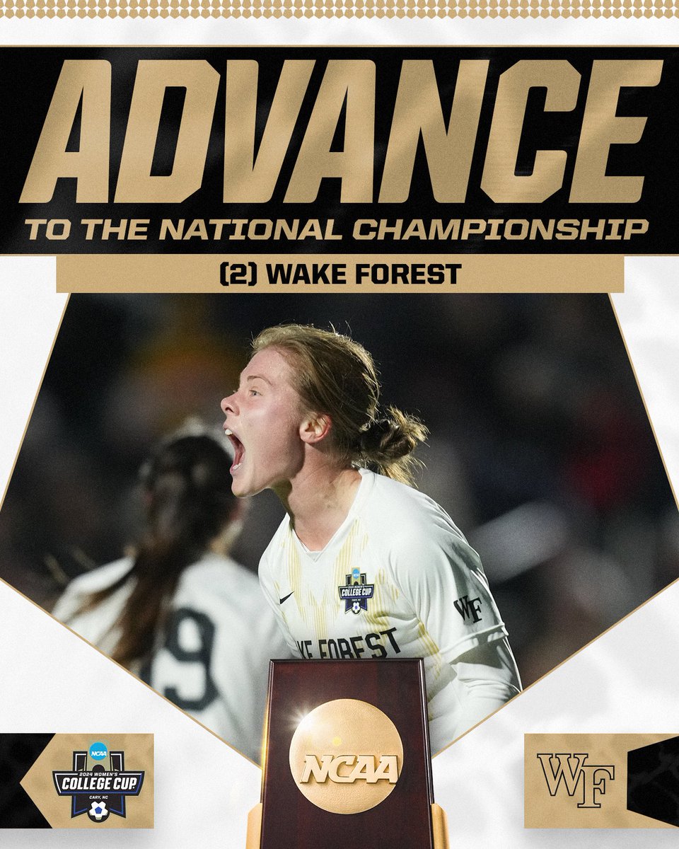 NCAA Soccer (@ncaasoccer) on Twitter photo FOR THE FIRST. TIME. EVER!!!!!! 🎩
(2) <a href="/WakeWSoccer/">Wake Women's Soccer</a> defeats (3) Stanford, 1-0, to advance to the 2024 Women’s Soccer Championship.
#WCollegeCup FOR THE FIRST. TIME. EVER!!!!!! 🎩
(2) <a href="/WakeWSoccer/">Wake Women's Soccer</a> defeats (3) Stanford, 1-0, to advance to the 2024 Women’s Soccer Championship.
#WCollegeCup