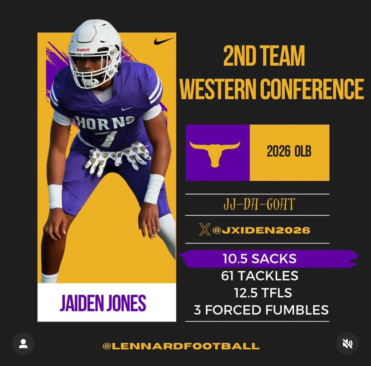 CoachMcClain73's tweet photo. Congratulations to these @LennardFootball Longhorns leading the way this year!! 🔥💜 #WeLikeUs #ALLIN🐂🏈🤘🏽@Mekhiwilliams__ @ClarkeJamarie @londondgreen12 @Jxiden2026 https://t.co/5HKGrCX9qs