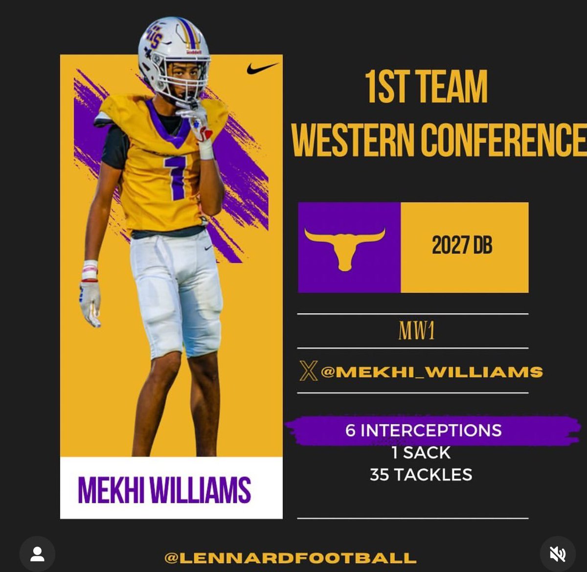 CoachMcClain73's tweet photo. Congratulations to these @LennardFootball Longhorns leading the way this year!! 🔥💜 #WeLikeUs #ALLIN🐂🏈🤘🏽@Mekhiwilliams__ @ClarkeJamarie @londondgreen12 @Jxiden2026 https://t.co/5HKGrCX9qs