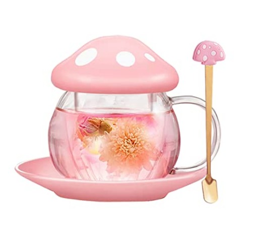 MooncakeDesu's tweet photo. I just received Rain House Cute Cups Mushroom Tea Cup with Tea Infuser and Spoon, Kawaii Mushroom Mugs, Glass Teacups with Ceramic Lid and Coaster, Mother's Day Gift Perfect for Girls Wome from coradust via Throne. Thank you! https://t.co/1PTKx03kqp #Wishlist #Throne https://t.co/0KjETiLjGr