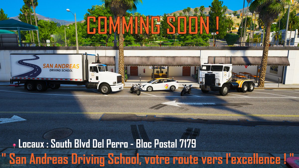 SADSSadoj2's tweet photo. 🚗 Ouverture prochaine : San Andreas Driving School ! 🚦

📔Préparez-vous à maîtriser la route et à obtenir vos permis avec les meilleurs instructeurs de San Andreas.

🎉 Restez connectés pour découvrir la date officielle d'ouverture et les modalités d'inscription. https://t.co/tsLx8CaVUW
