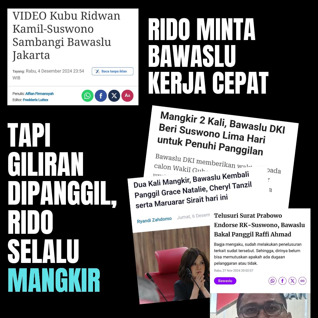 AMainuri's tweet photo. Rido minta Bawaslu kerja cepat, ee pas giliran dipanggil kok selalu mangkir.. ga pantes banget jadi pemimpin..! https://t.co/CcqvBYsKtA
