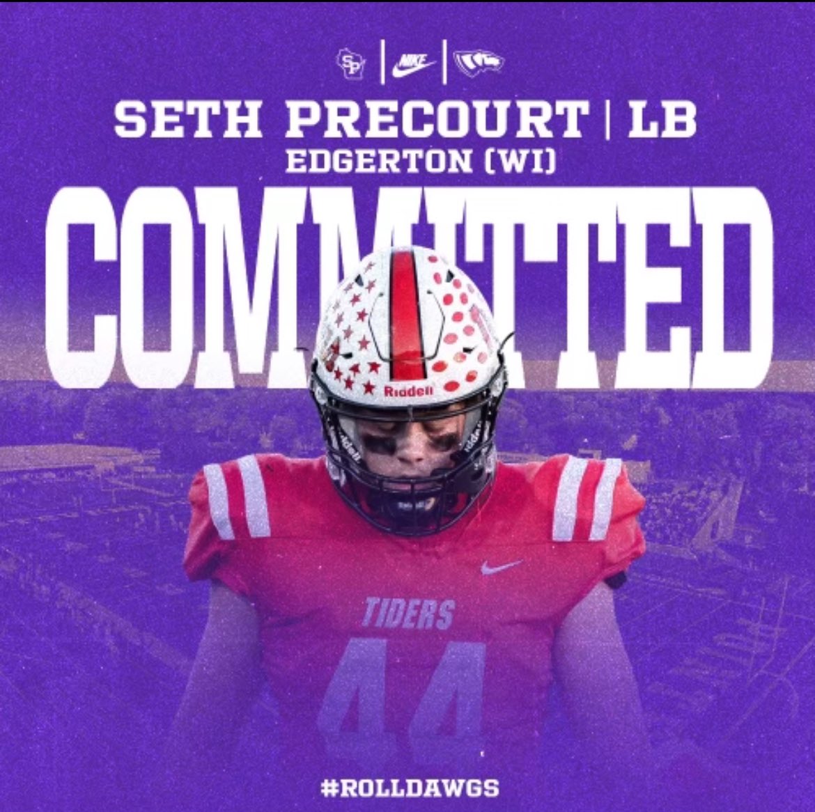 I’m proud to announce that I have committed to UW-Stevens Point. Thank you to all the coaches that have believed in me and helped me through my football career and recruiting process. Roll Dawgs🟣🟡
