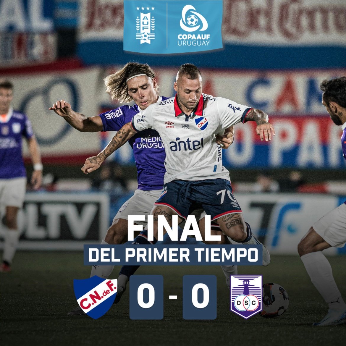⏹️ ¡𝗙𝗶𝗻𝗮𝗹 𝗱𝗲𝗹 𝗽𝗿𝗶𝗺𝗲𝗿 𝘁𝗶𝗲𝗺𝗽𝗼!

<a href="/Nacional/">Nacional</a> 0-0 <a href="/DefensorSp/">Defensor Sporting</a> 

🏆 Final 

#JuegaUnPaís 🇺🇾