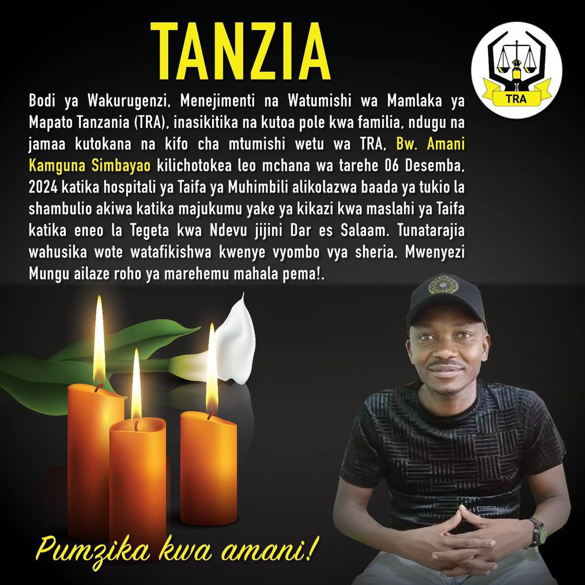 RahmaMwita's tweet photo. Pole kwa familia Ya Marehemu, Pole kwa TRA lakini pole kwa watanzania wote kwa ujumla. Tuna hasira tuna hofu na tumekosa imani na vyombo vya usalama mwisho wa siku tunauwana wenyewe kwa wenyewe. Ni muda wa kukaa chini na kujua ni nani adui yetu ili tudeal na huyo. 

Tumempoteza Mwenzetu watekaji haitawagusa hii wala haitawaogopesha wataendelea kwa sababu tumefeli tena kujilinda. 

Mwenyezi Mungu atuongoze kwenye Mapambano yetu. 🙏🏾💯