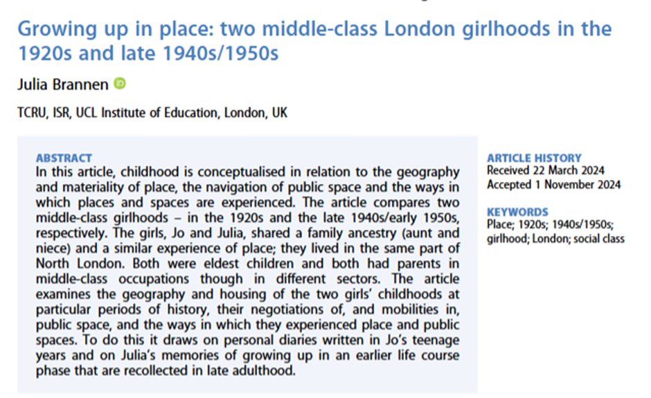 Children's Geographies (@childrensgeogs) on Twitter photo Recently published in <a href="/ChildrensGeogs/">Children's Geographies</a> by Brannen arguing 'that real places and time affect the parameters of girlhood, the ways in which girls navigate public spaces, and the feelings and emotions that place evokes.' #place #girlhood #London
doi.org/10.1080/147332… Recently published in <a href="/ChildrensGeogs/">Children's Geographies</a> by Brannen arguing 'that real places and time affect the parameters of girlhood, the ways in which girls navigate public spaces, and the feelings and emotions that place evokes.' #place #girlhood #London
doi.org/10.1080/147332…
