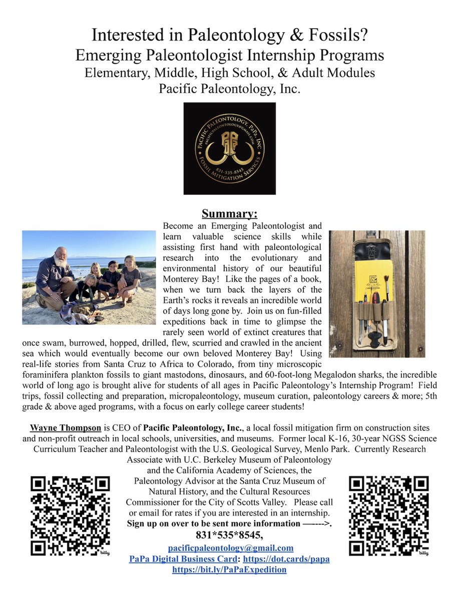 wathompson's tweet photo. If you are in Santa Cruz tonight and looking for some fun fossiliferous festivities, please consider dropping by the Santa Cruz  Museum and checking out our booth "Pacific Paleontology, Inc." &amp; looking into our new Internship Programs for kids and adults! https://t.co/eOaUCargz1 https://t.co/1iFkUANNqF
